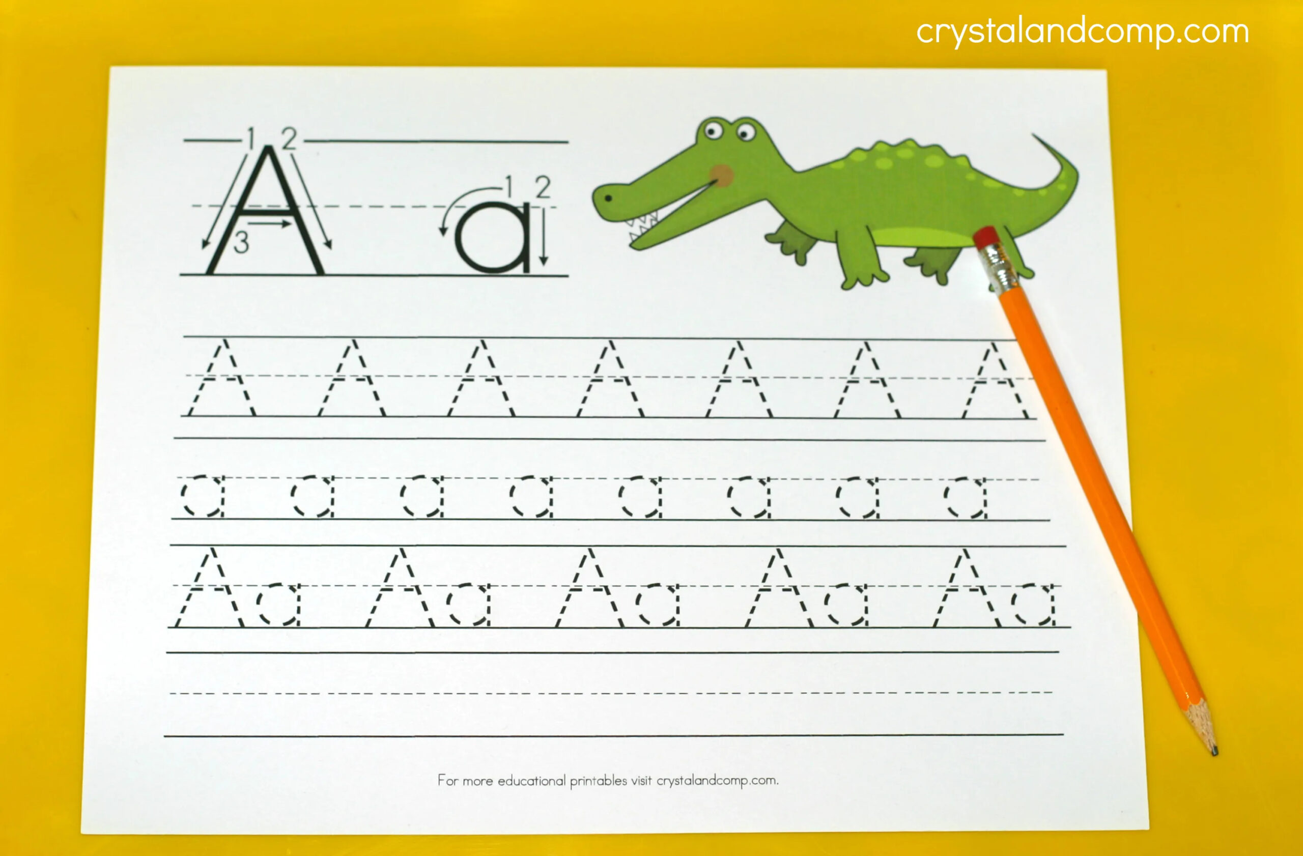 Handwriting Practice For Kids A Is For Alligator CrystalandComp