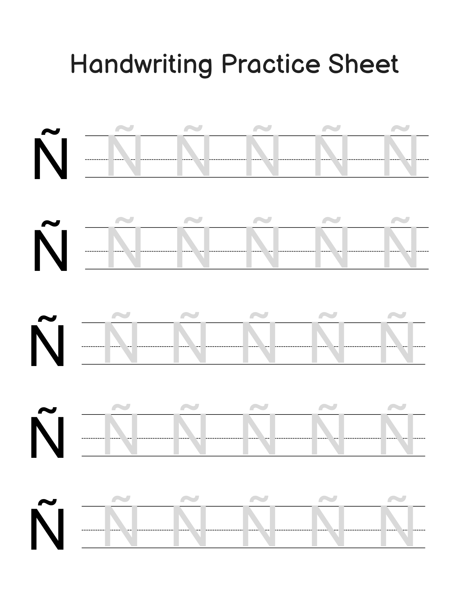 N Worksheets Tracing Letter Ñ