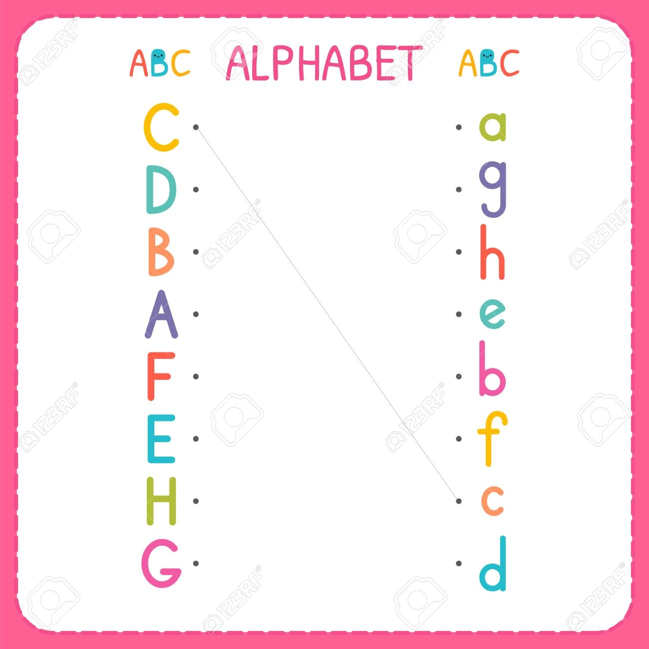 Join Each Capital Letter With The Lowercase Letter From A To H Worksheet For Kindergarten And Preschool Exercises For Children Royalty Free SVG Cliparts Vectors And Stock Illustration Image 100913255 