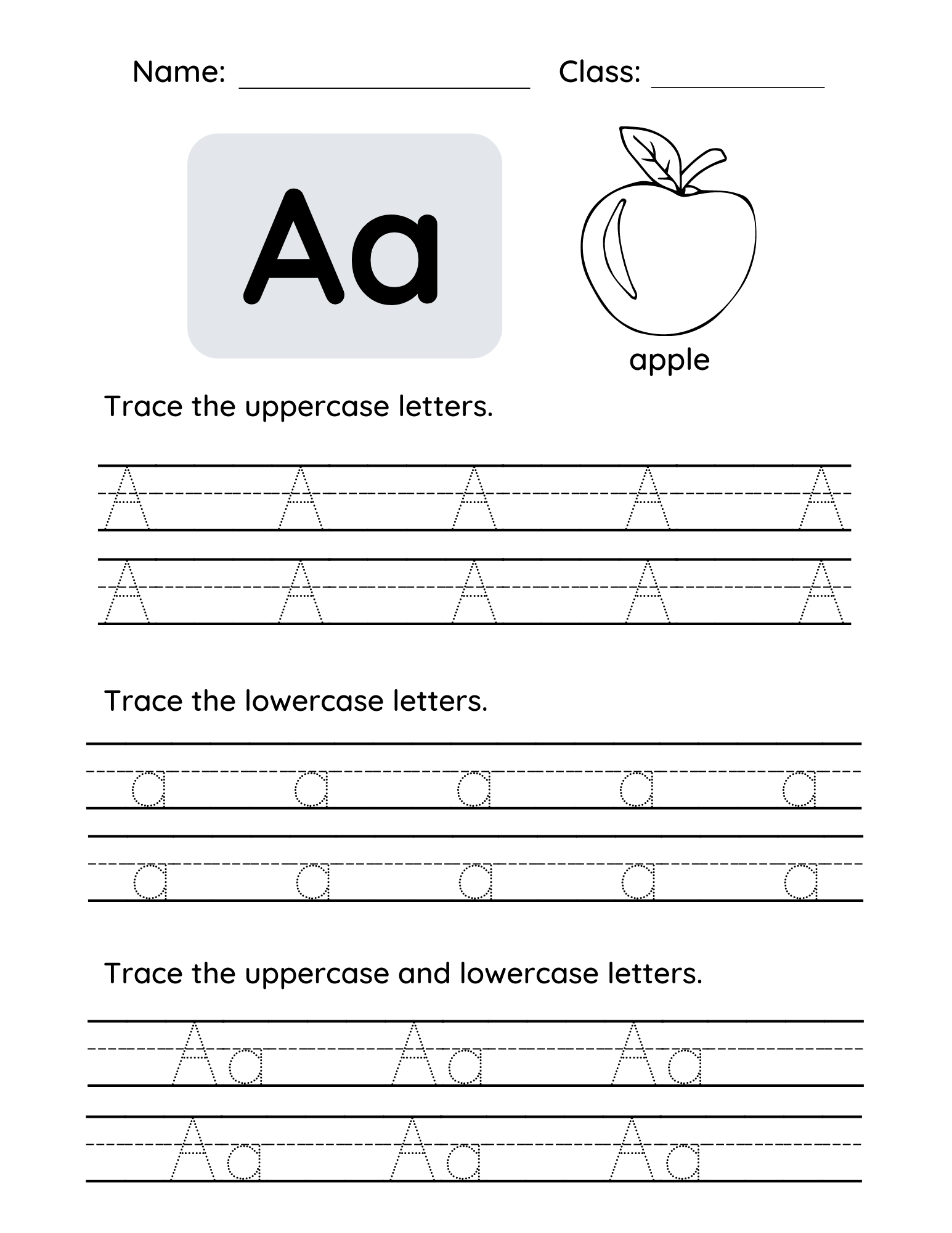 Free Letter A Tracing Worksheets