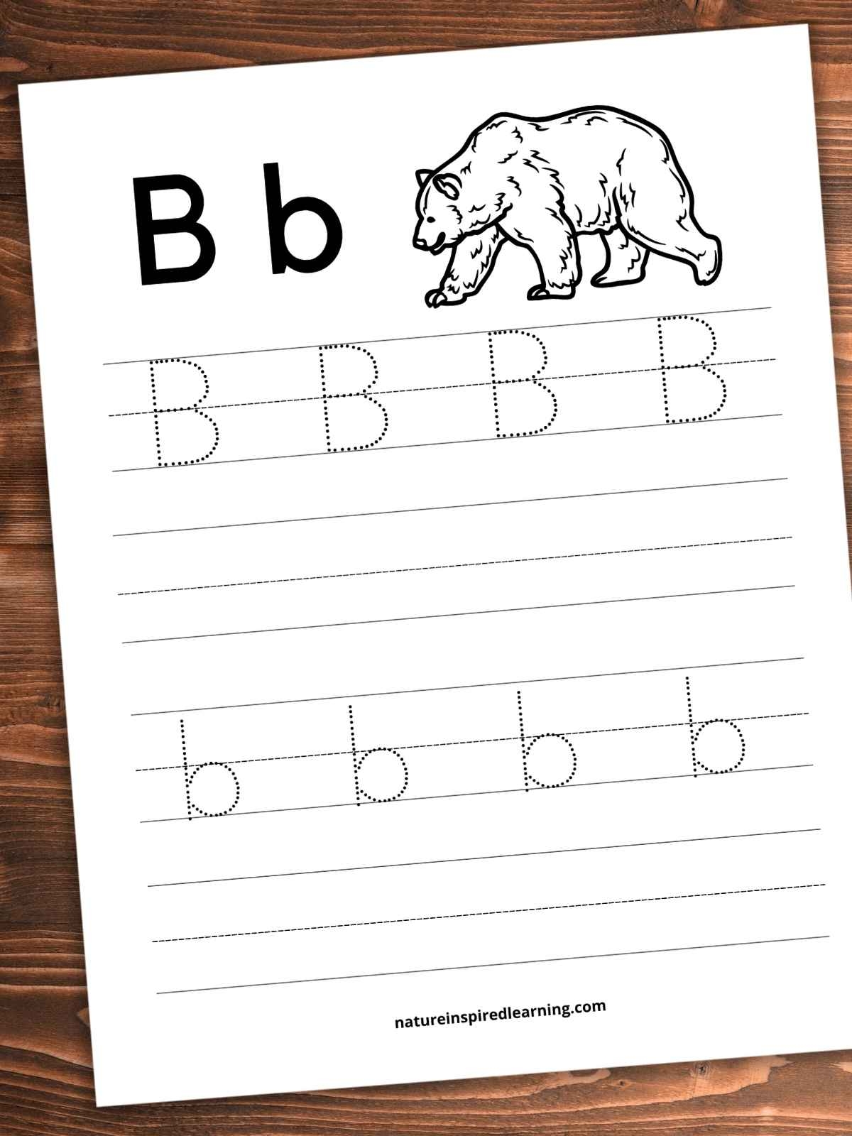 Letter B Tracing Worksheets Printable Nature Inspired Learning