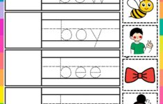 Letter B Word Tracing Cut And Paste Beginning Sounds Worksheet Ezpzphonics