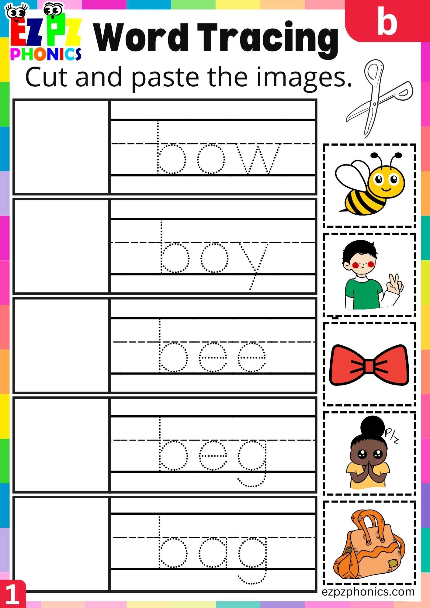 3 Letter Word Tracing Worksheets
