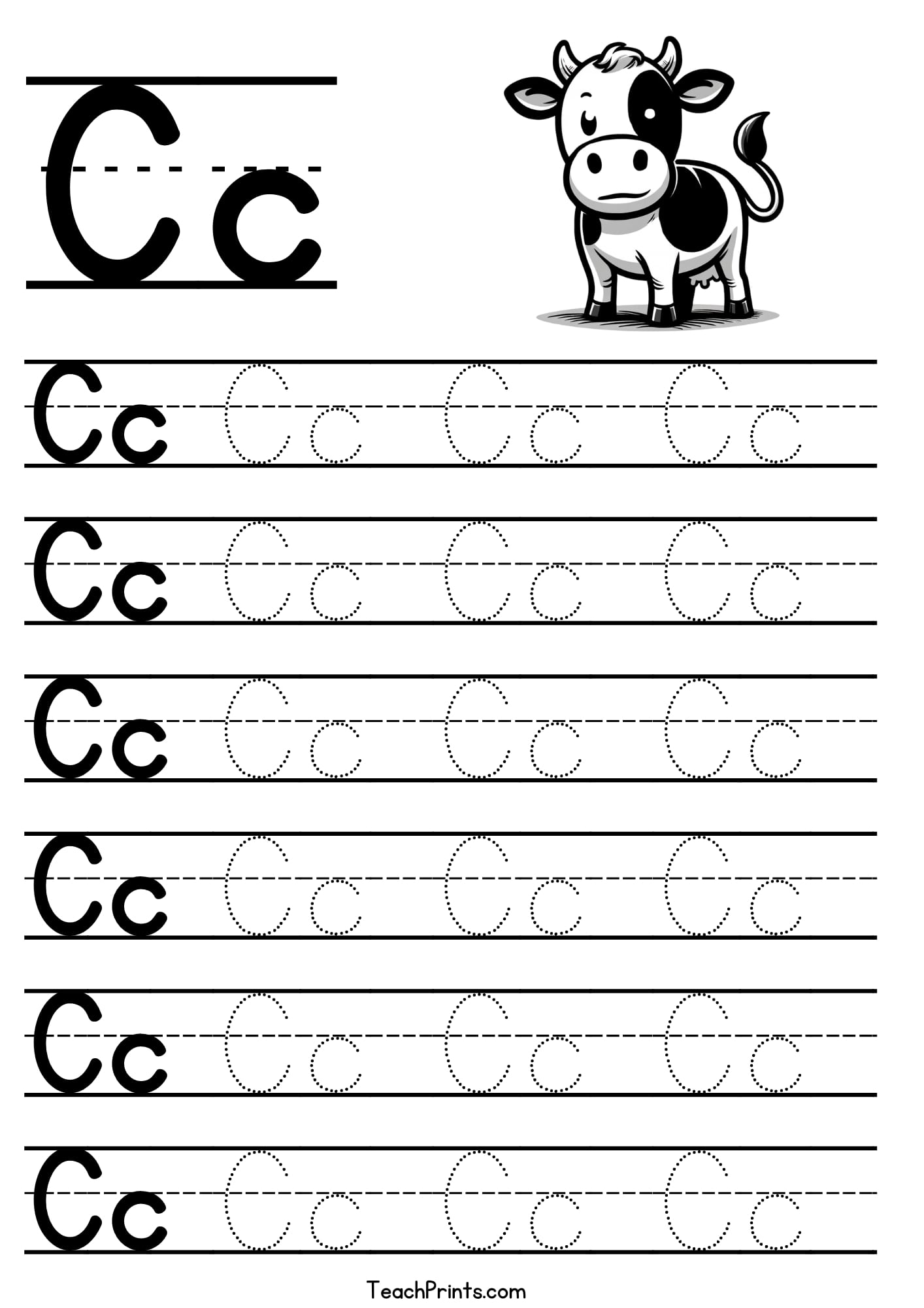 Trace Letter C Worksheet Printables