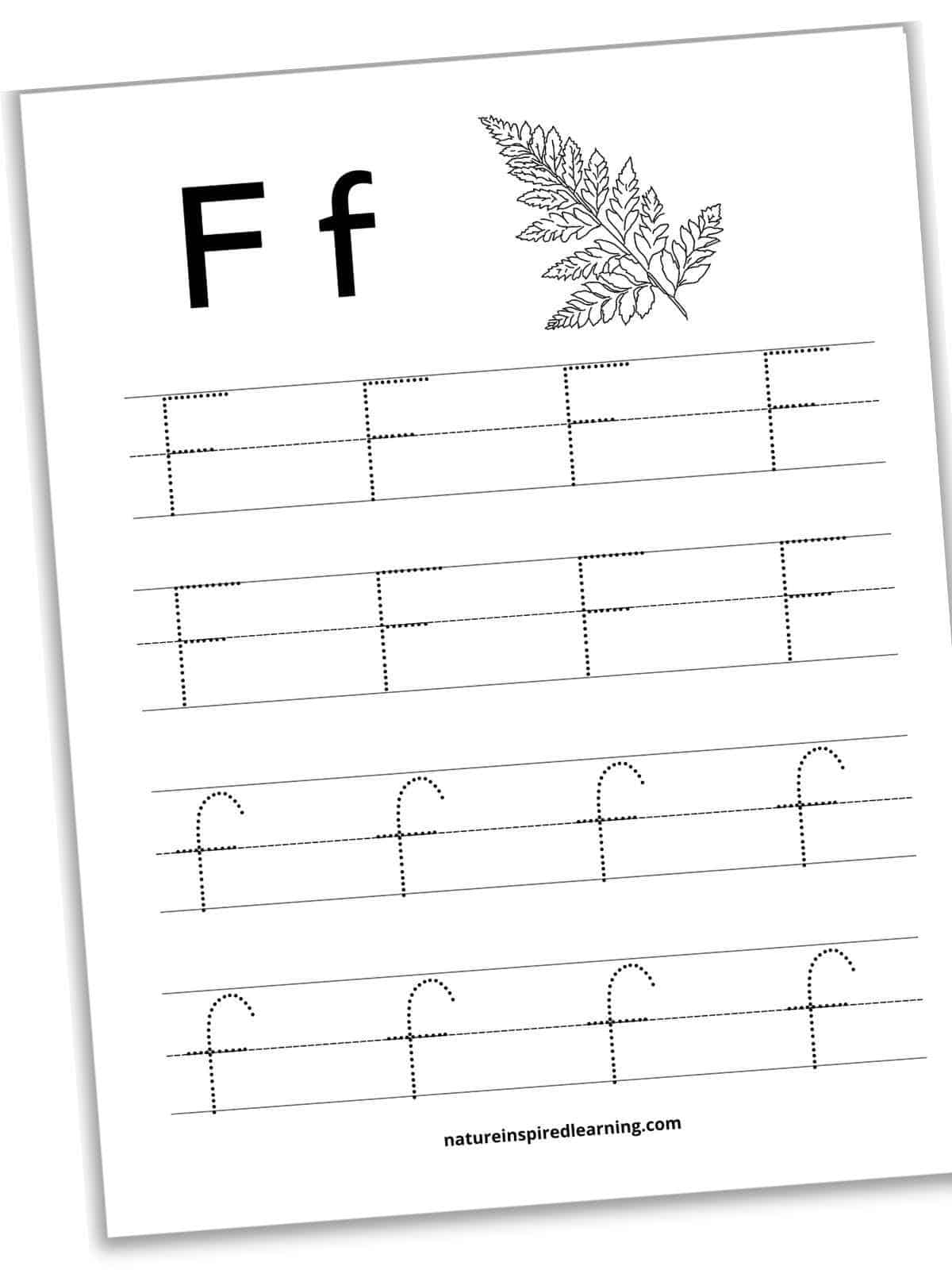 Letter F Tracing Worksheets Free Nature Inspired Learning