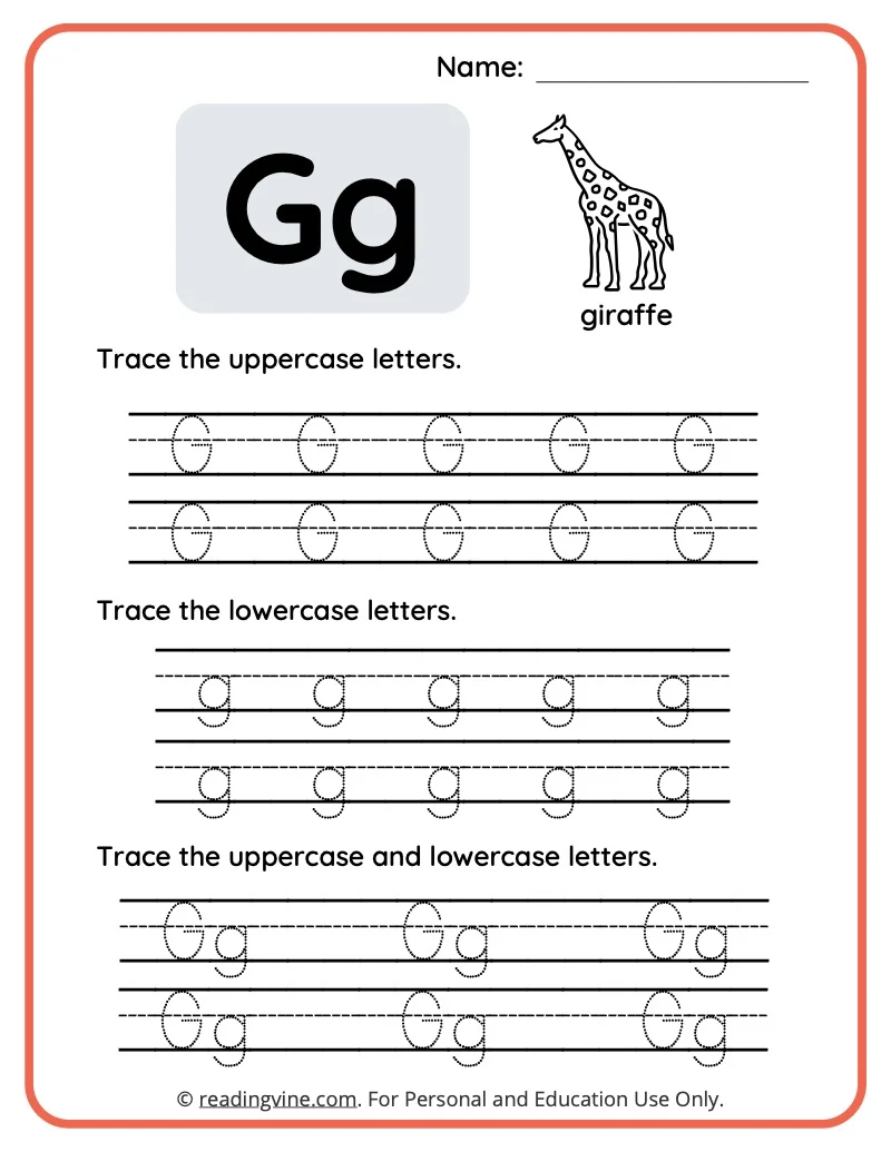 Free Printable Letter G Tracing Worksheet