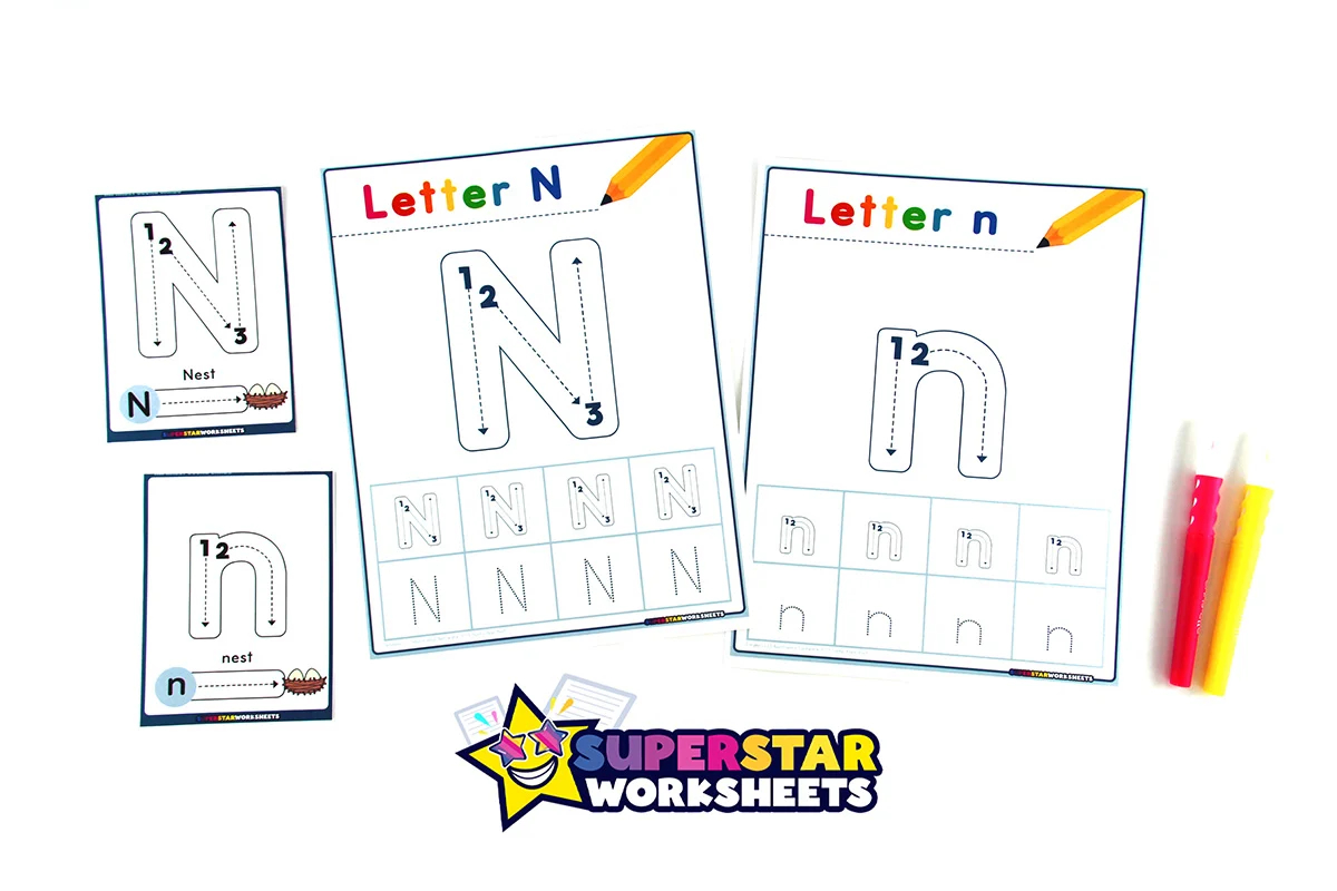 Letter N Tracing Worksheets