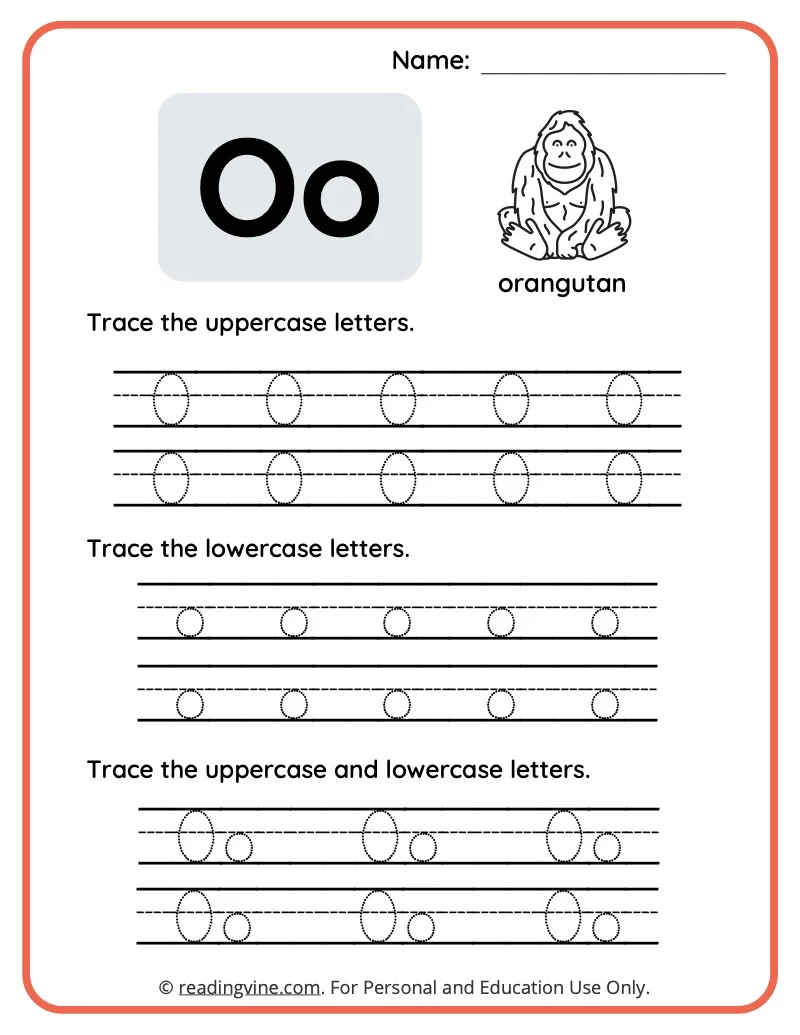 Toddler Letter O Worksheet Tracing Printables