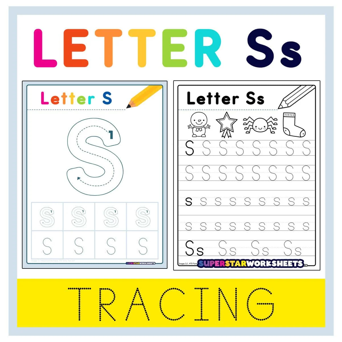 Letter S Tracing Worksheets Superstar Worksheets
