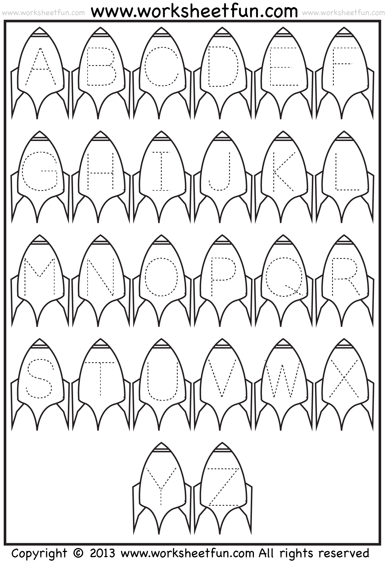 Letter Tracing Worksheet Rocket Theme FREE Printable Worksheets Worksheetfun