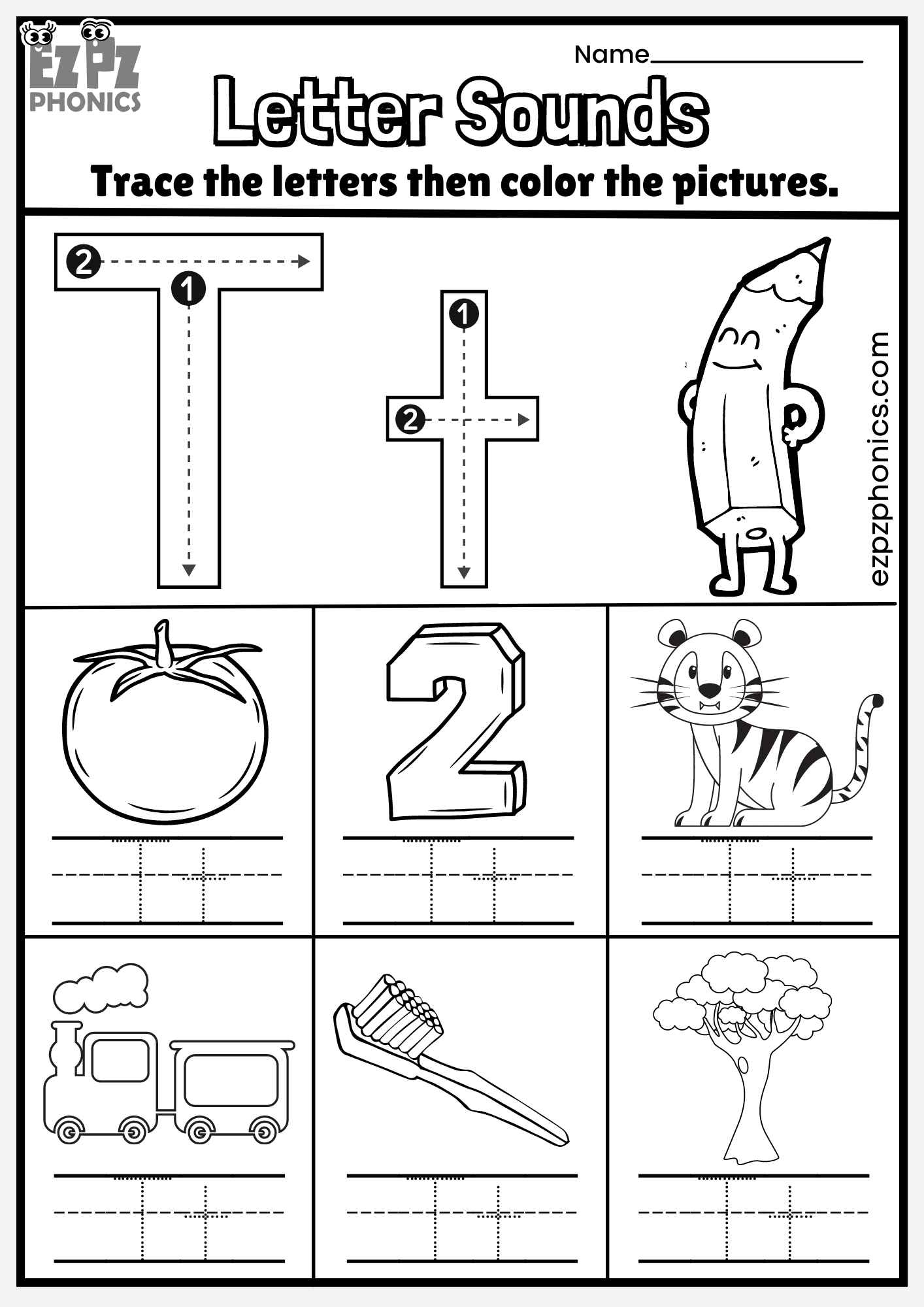 Preschool Letter T Tracing Worksheets