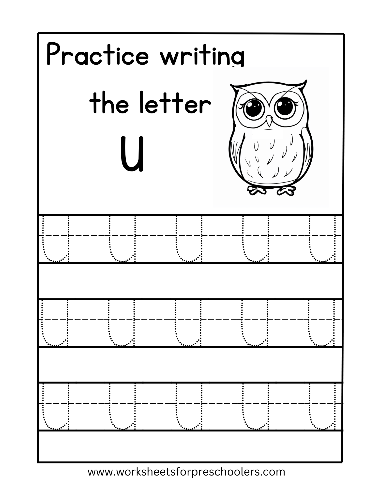 Letter U Tracing Worksheets For Preschool