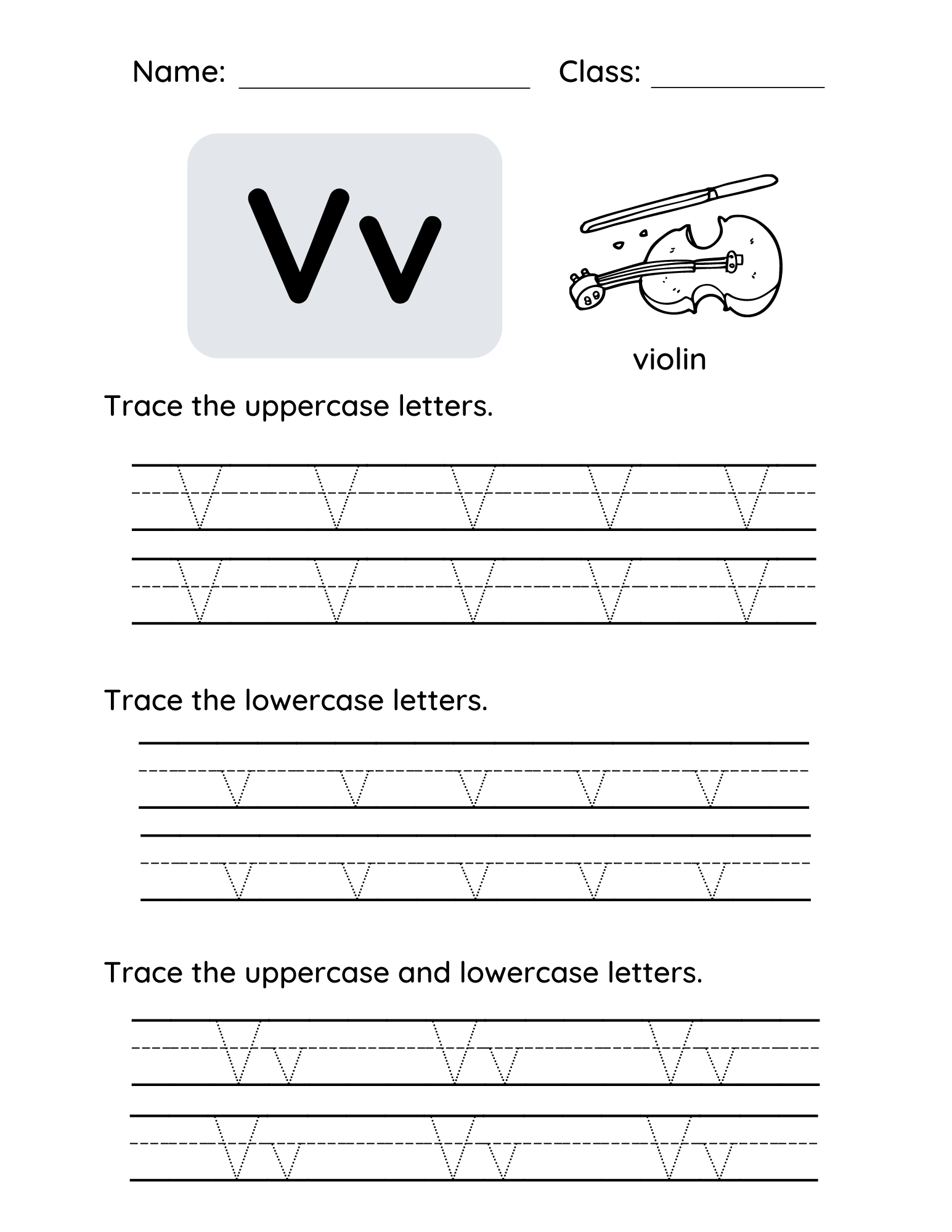 Letter V Tracing Worksheets Pdf