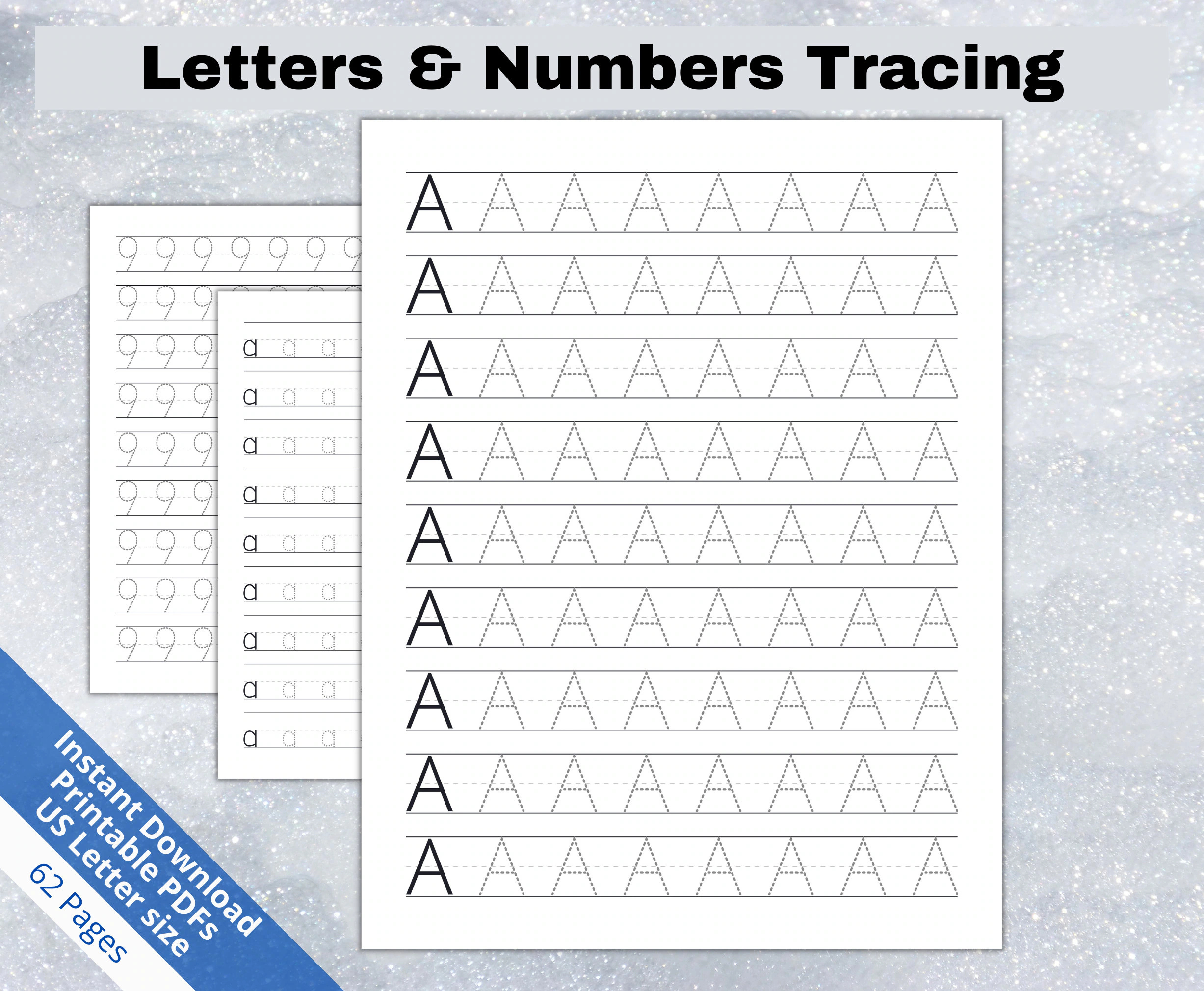 Letters And Numbers Tracing Printable Handwriting Practice Learn To Write Alphabet Tracing Worksheets Etsy
