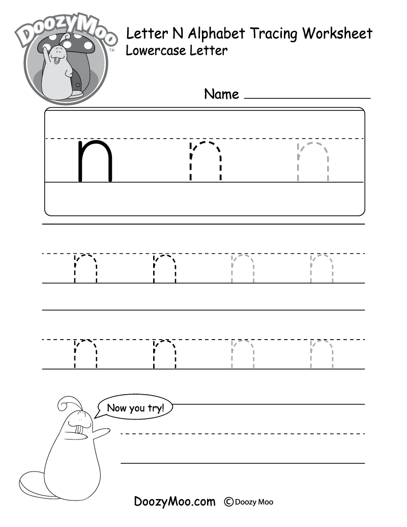 N Letter Tracing Worksheet
