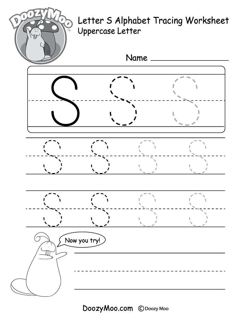 Lowercase Letter s Tracing Worksheet Doozy Moo