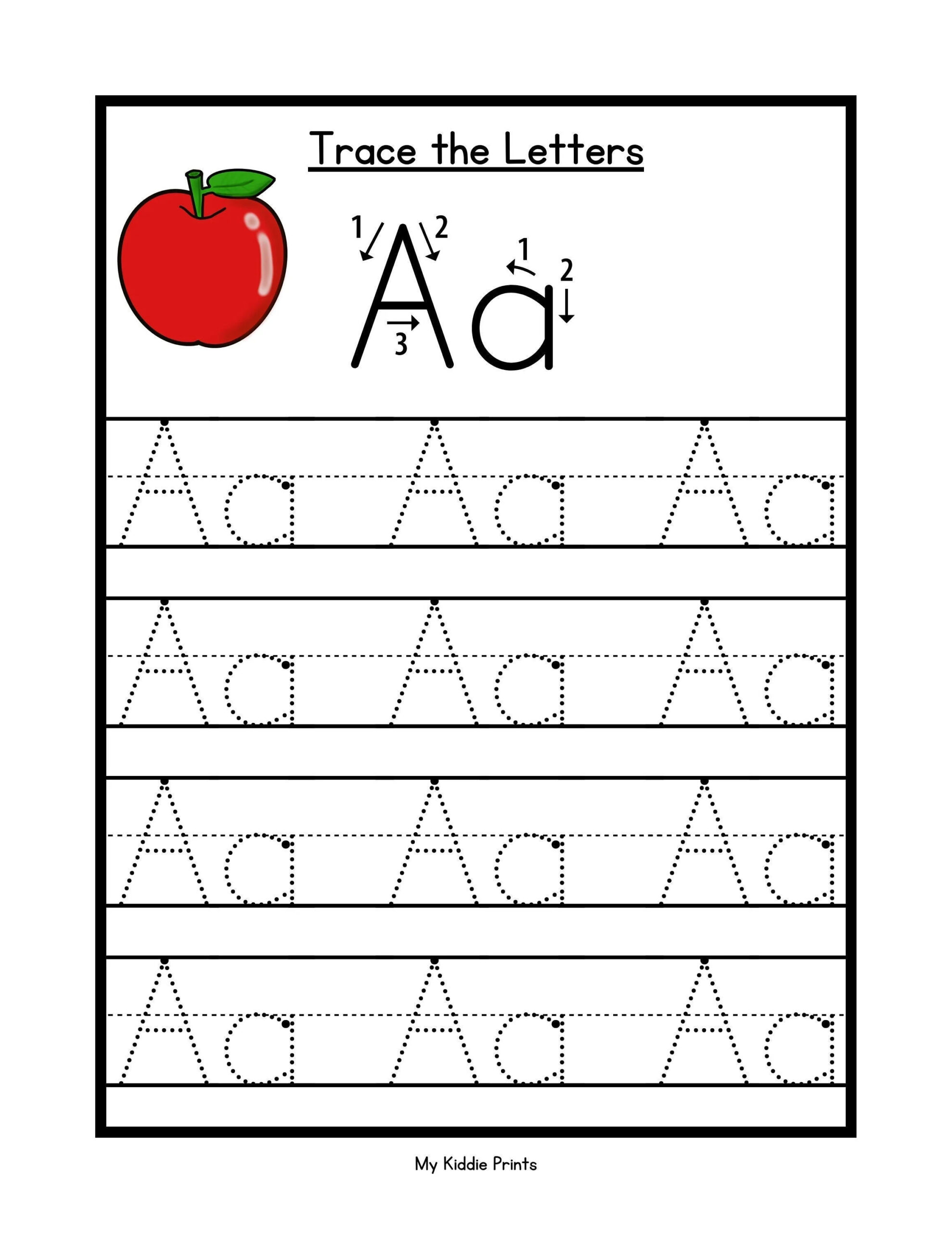 Preschool Letter A Worksheets Tracing