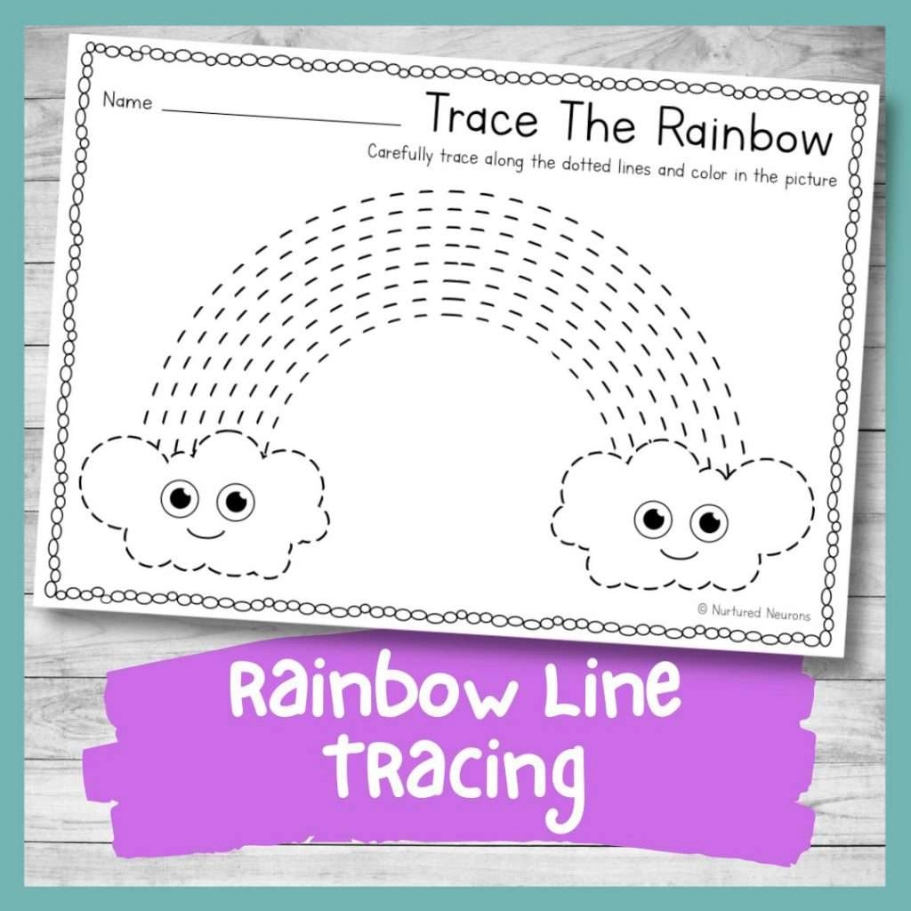 Rainbow Tracing Worksheet preschool Printable Nurtured Neurons