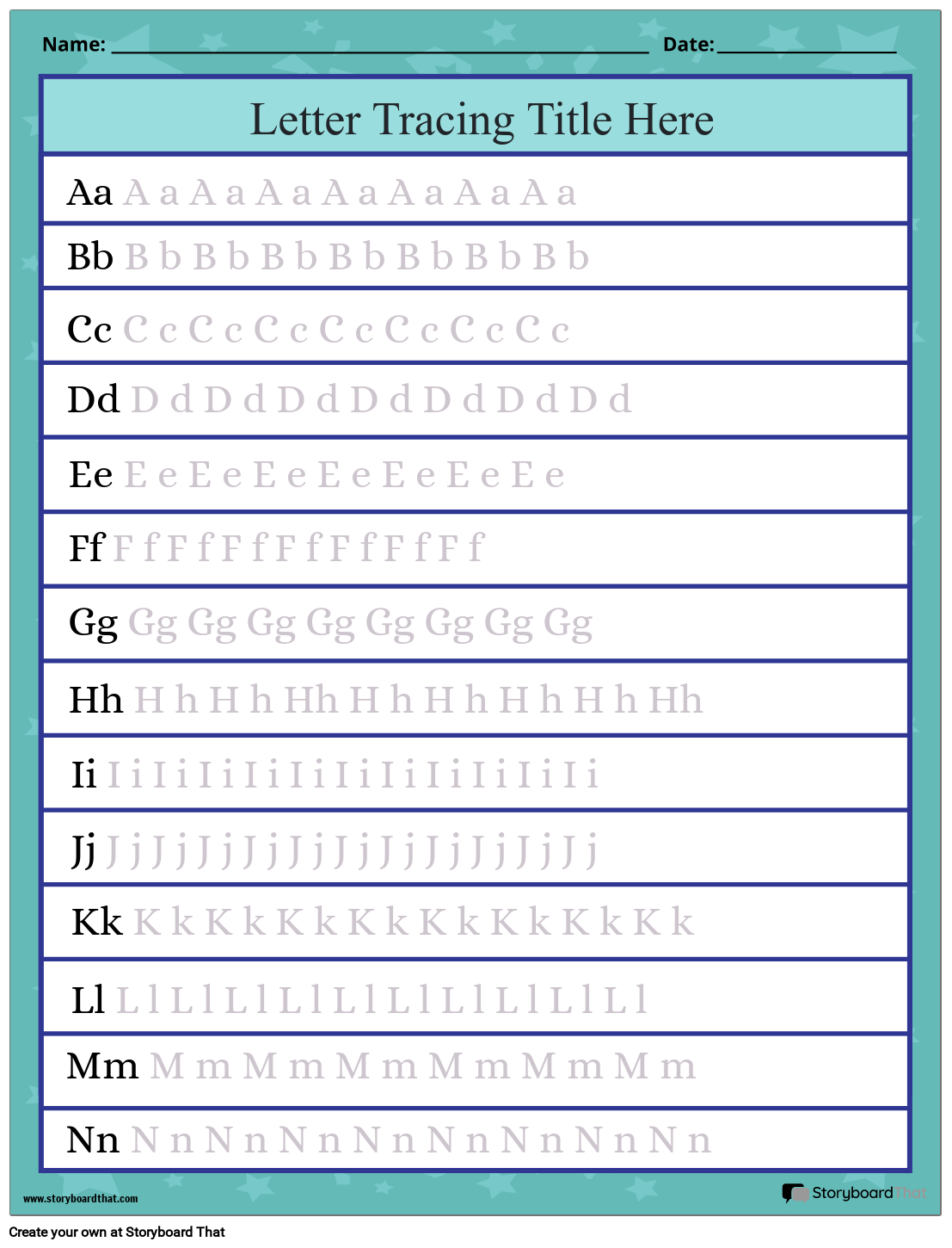 Storyboard That Free Letter Tracing Worksheet Maker