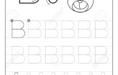 Tracing Alphabet Letter B Black And White Educational Pages On Line For Kids Printable Worksheet For Children Textbook Developing Skills Of Writing Vector For Baby Book Back To School Royalty Free SVG