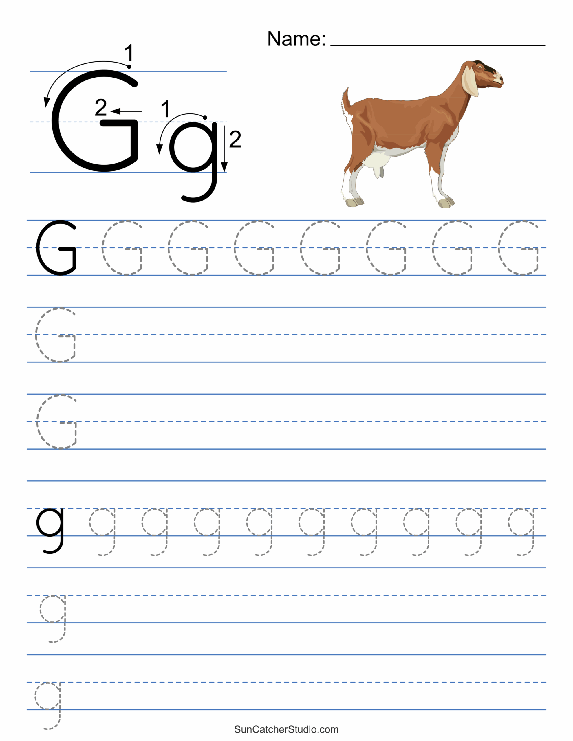 Worksheet Tracing Letter G