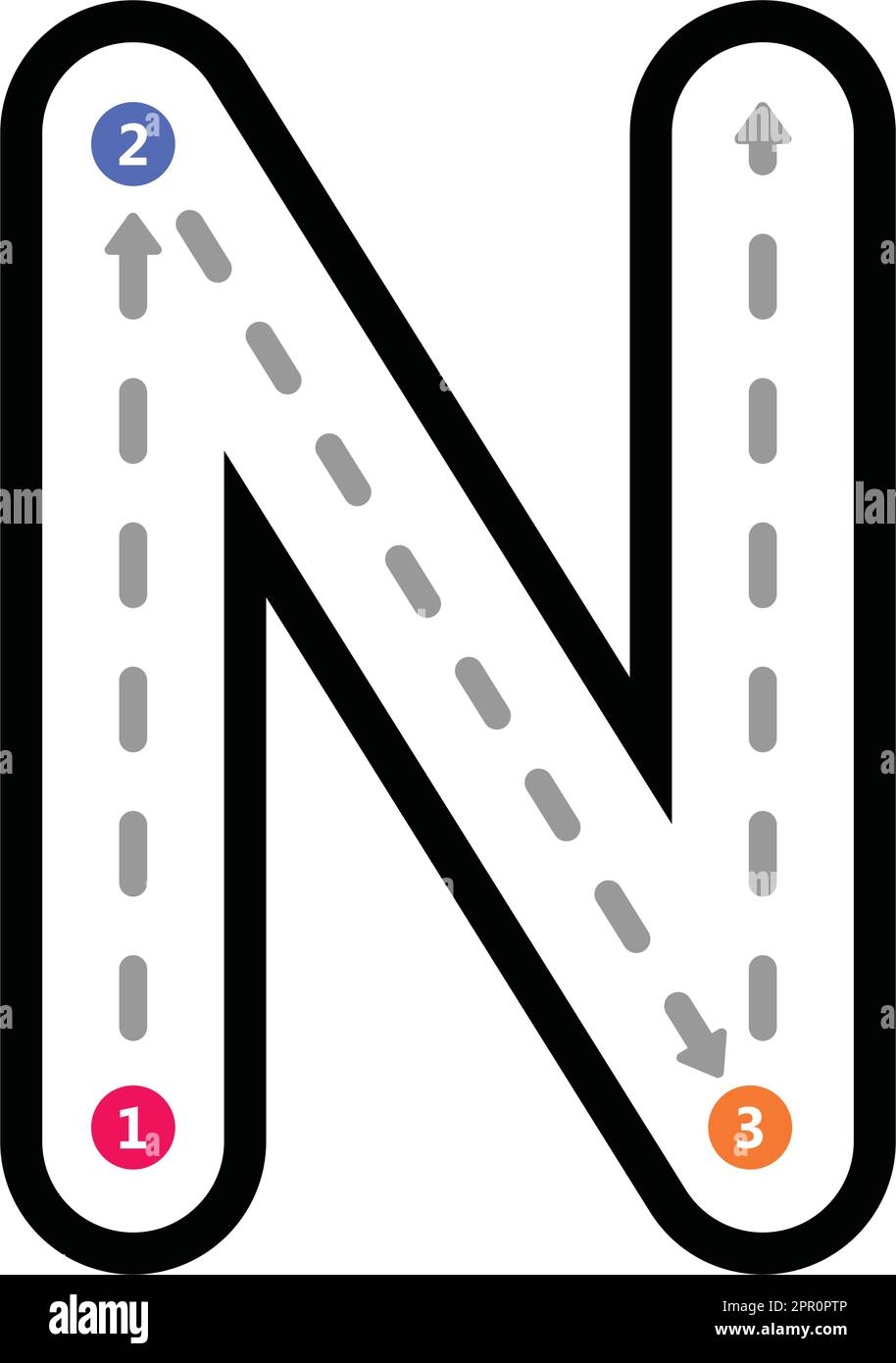 Tracing Alphabet Uppercase Capital Letter N Prewriting Dotted Line Element For Kindergarten Preschool And Montessori School Kids Worksheet For Handwriting Practice Activity Stock Vector Image Art Alamy