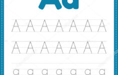 Tracing Letter Alphabet Worksheet Kindergarten Preschool Kids Handwriting Practice Educational Stock Vector By tuktukdesign 468863284