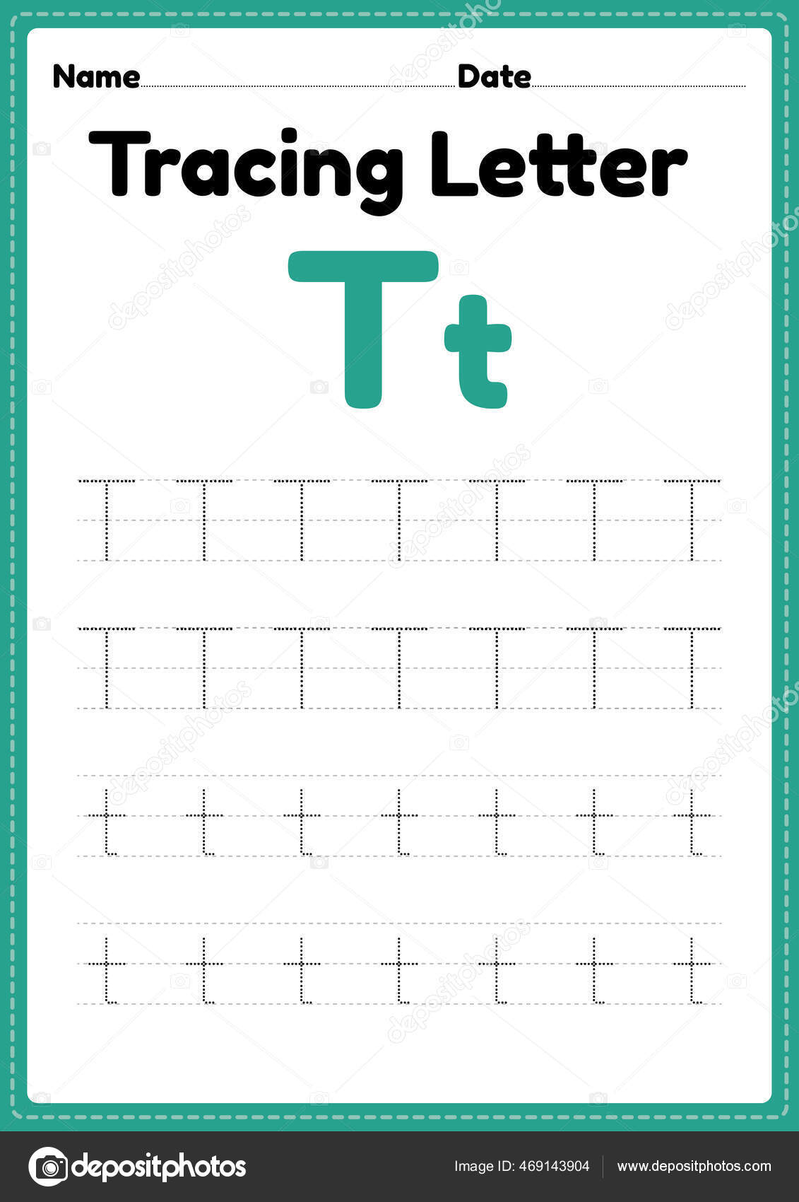 Tracing Letter Alphabet Worksheet Kindergarten Preschool Kids Handwriting Practice Educational Stock Vector By tuktukdesign 469143904