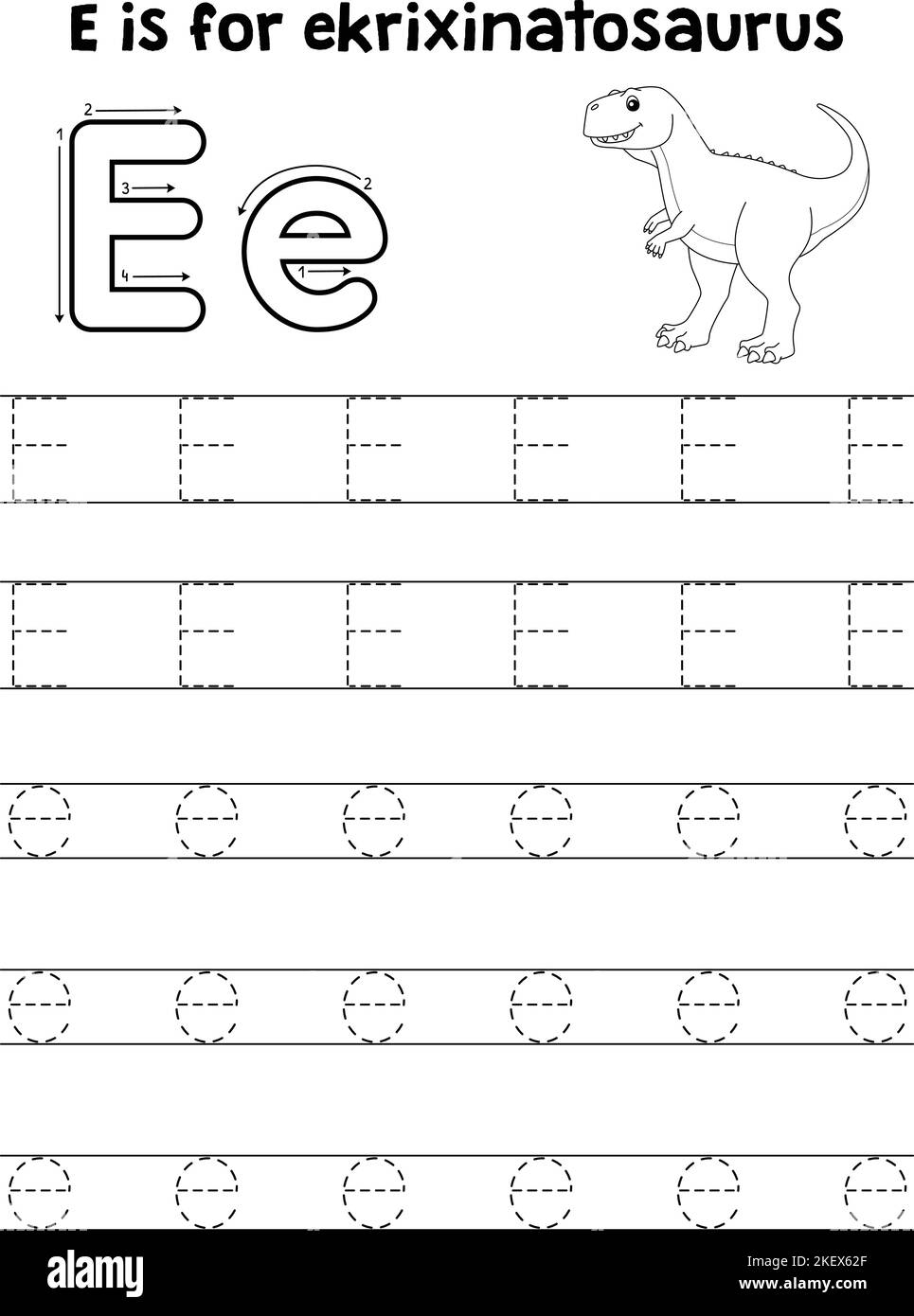 Letter E Tracing Worksheet For Preschool