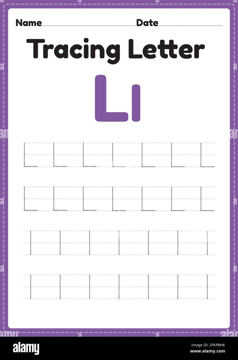 Tracing Letter L Alphabet Worksheet For Kindergarten And Preschool Kids For Handwriting Practice And Educational Activities In A Printable Page Illust Stock Vector Image Art Alamy