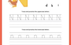 Tracing Letter N Worksheets For Preschool