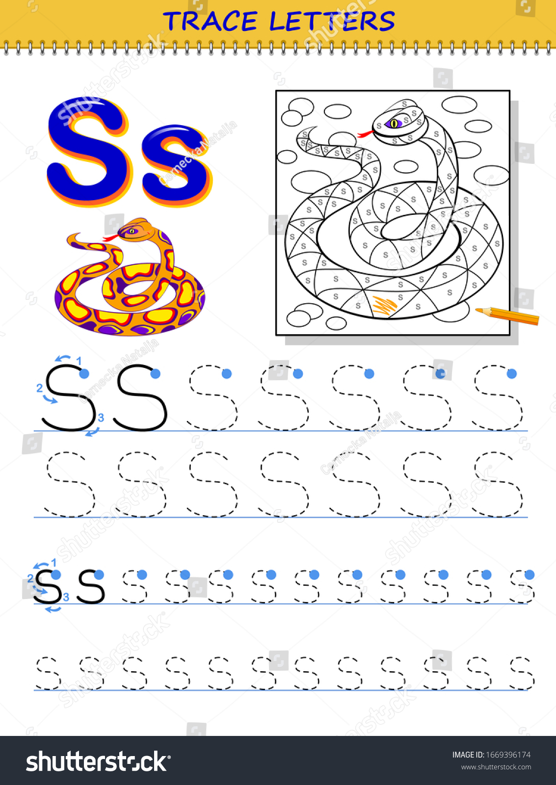Tracing Letter S Study Alphabet Printable Stock Vector Royalty Free 1669396174 Shutterstock