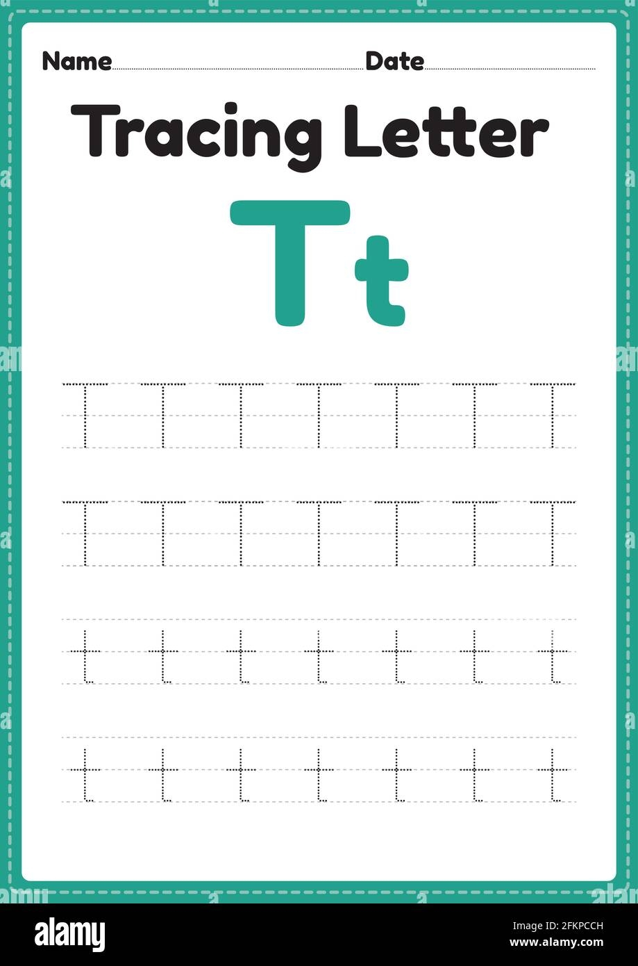 Tracing Letter T Alphabet Worksheet For Kindergarten And Preschool Kids For Handwriting Practice And Educational Activities In A Printable Page Illust Stock Vector Image Art Alamy