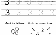 Tracing Number 3 Free Worksheet