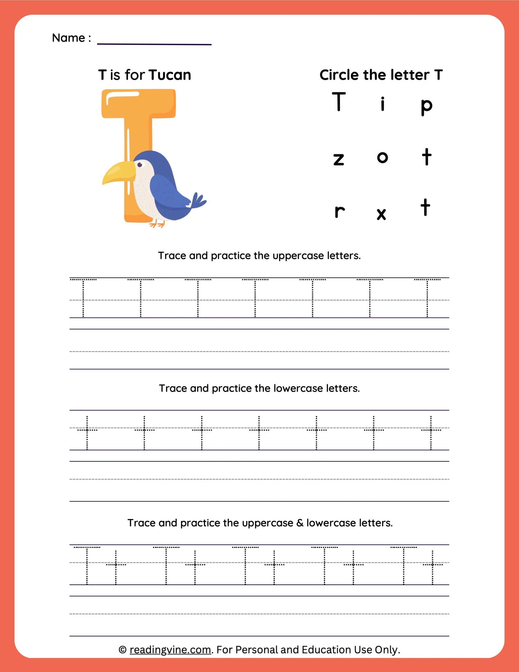 Tracing The Letter T Worksheets For Preschool