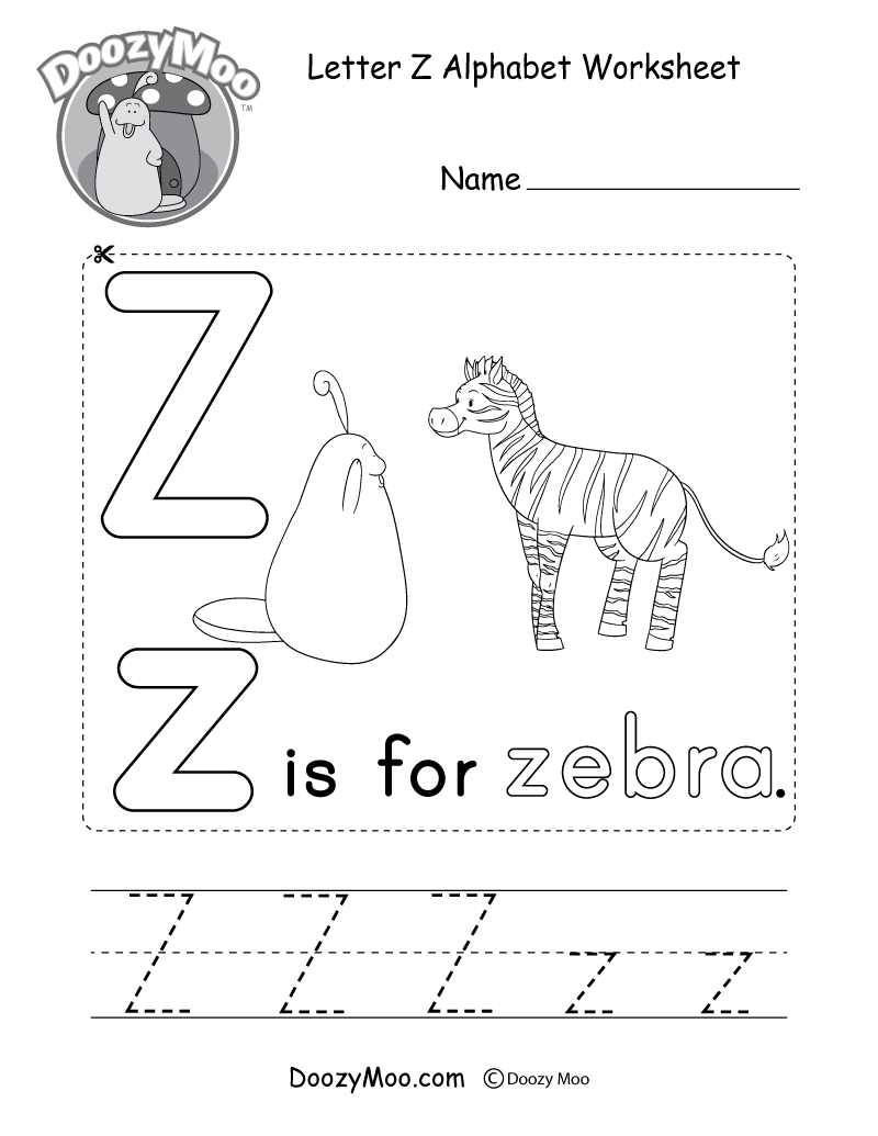 Uppercase Letter Z Tracing Worksheet Doozy Moo