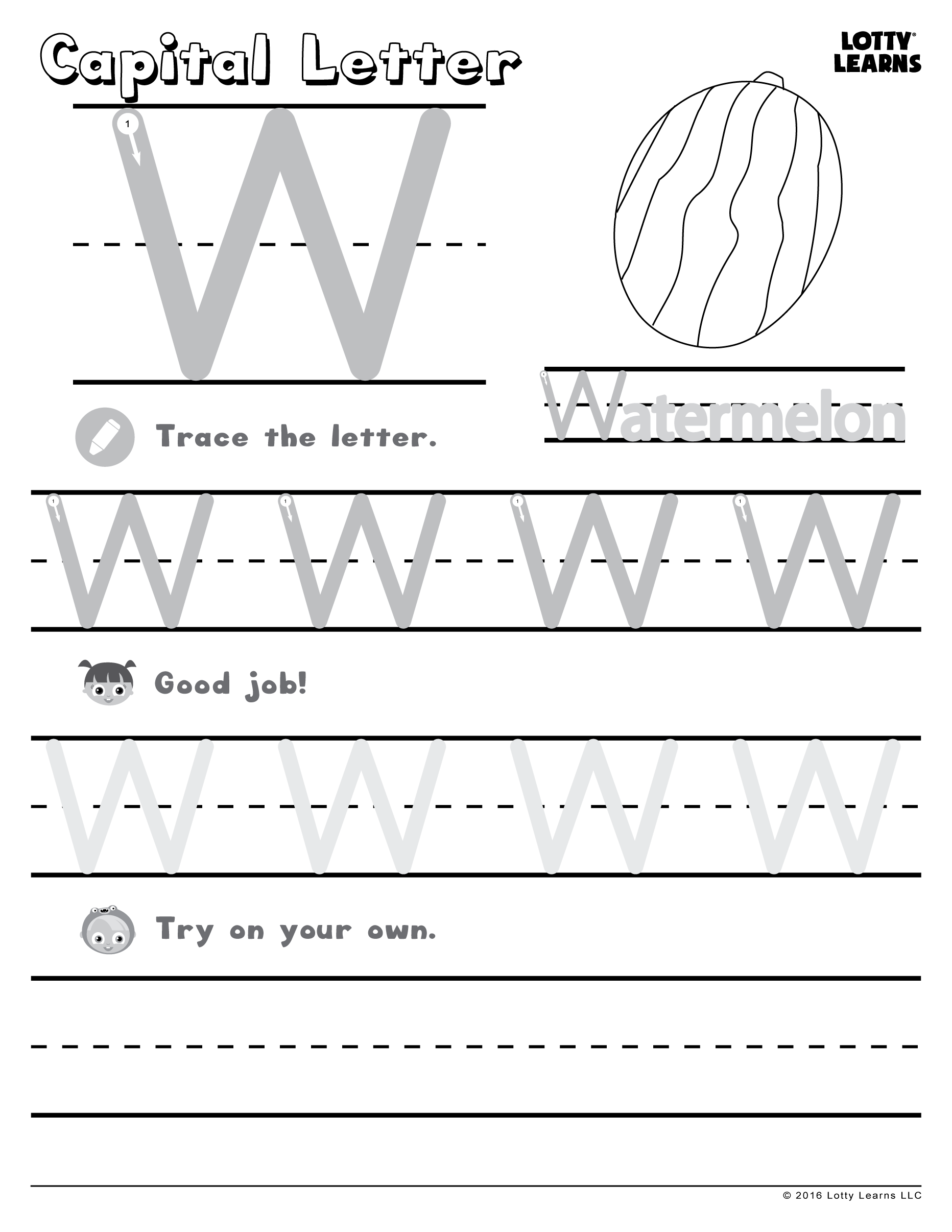Worksheet Capital Letter W Lotty Learns